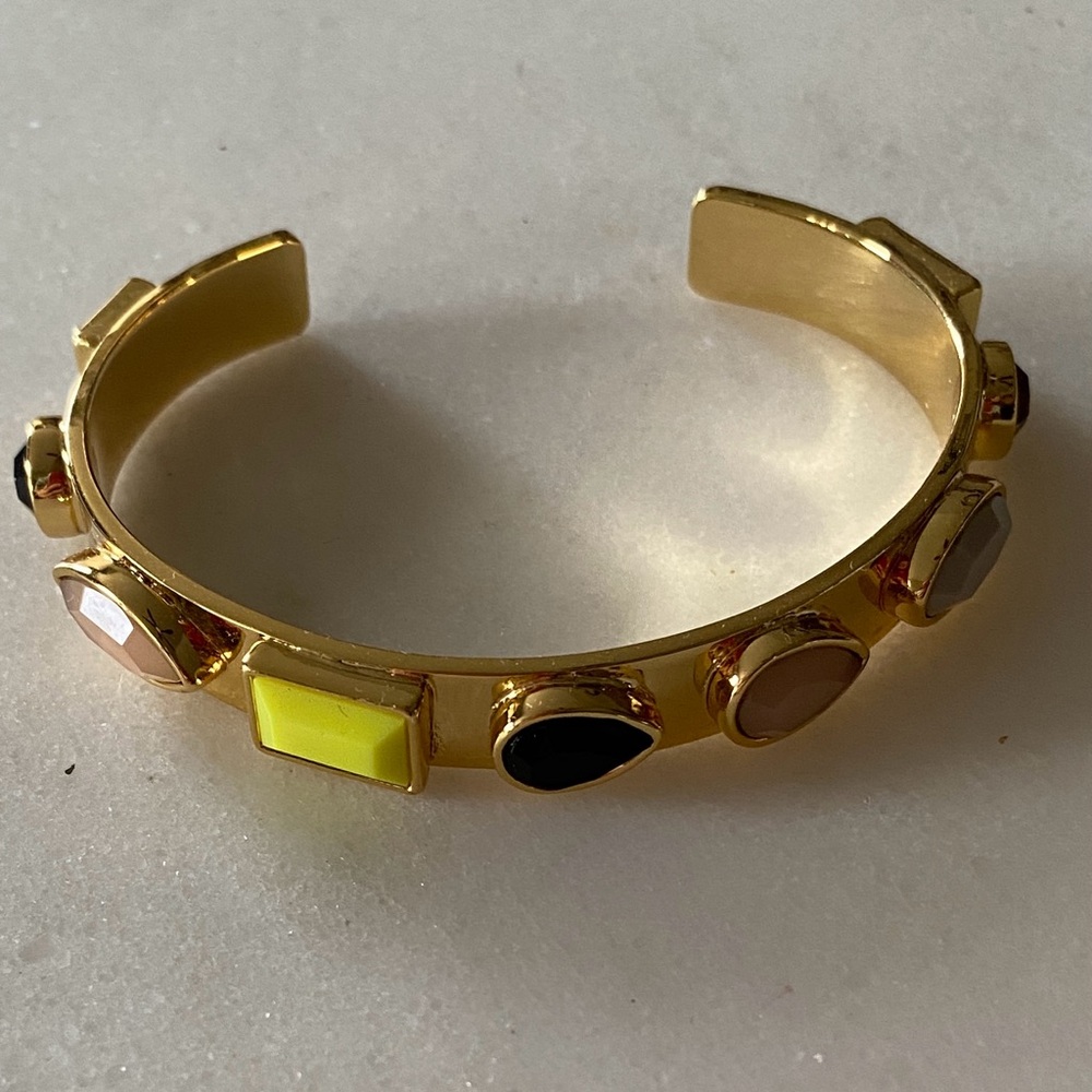 Elegant Gold-Tone Bracelet with Multicolor Stones New, J Crew